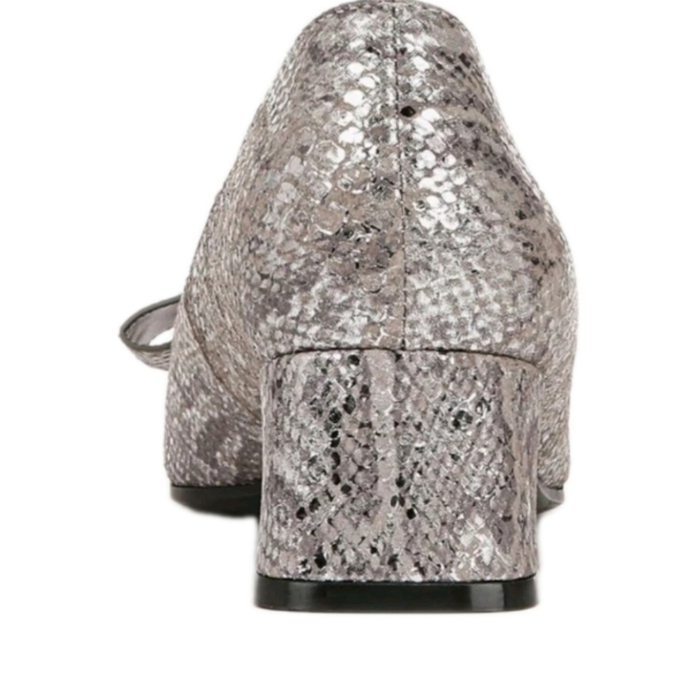 Naturalizer Women's Mavis Bow Pump In Silver Metallic Snake Size 6 - Picture 4 of 15